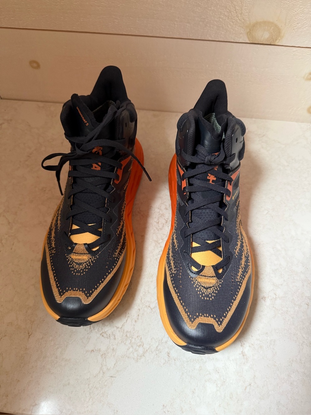 Title: HOKA Men's Speedgoat 5 Mid GTX - Blue Graphite/Amber Yellow - Size 8 NWOB